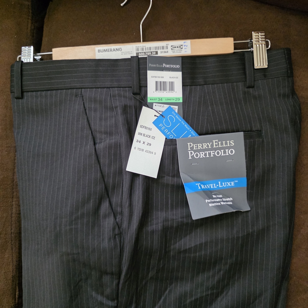 Perry Ellis Black Pinstripe Dress Pants ***34X29***